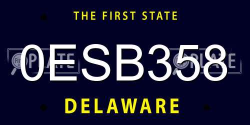 0ESB358 Delaware License Plate