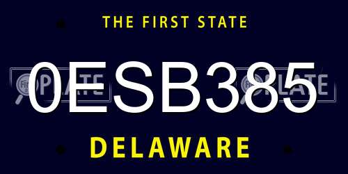 0ESB385 Delaware License Plate