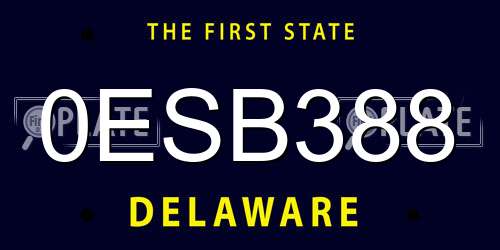0ESB388 Delaware License Plate