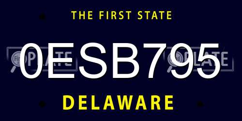 0ESB795 Delaware License Plate