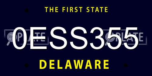 0ESS355 Delaware License Plate