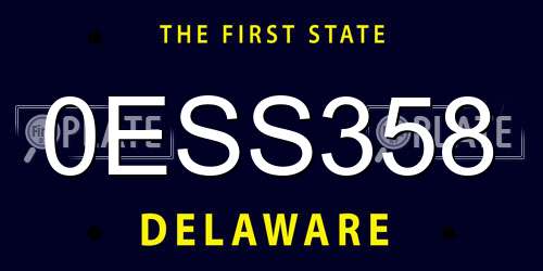 0ESS358 Delaware License Plate
