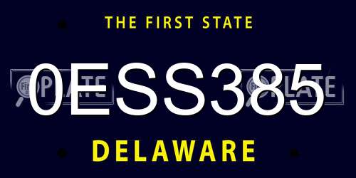0ESS385 Delaware License Plate