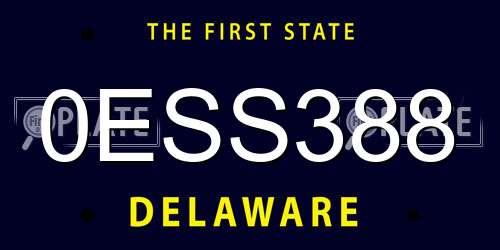 0ESS388 Delaware License Plate