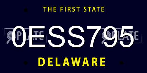 0ESS795 Delaware License Plate