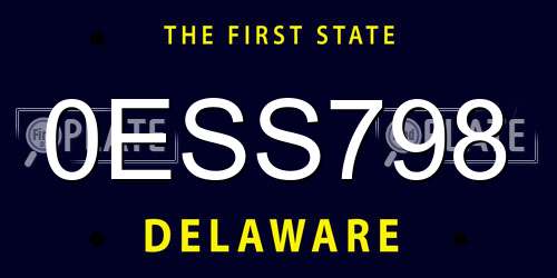 0ESS798 Delaware License Plate