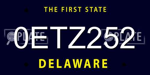 0ETZ252 Delaware License Plate