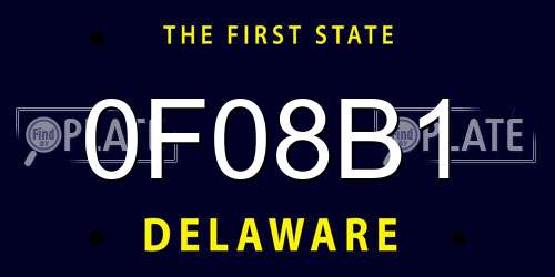 0F08B1 Delaware License Plate
