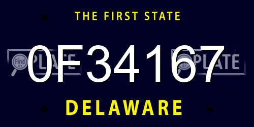0F34167 Delaware License Plate