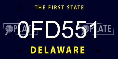 0FD551 Delaware License Plate