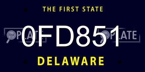 0FD851 Delaware License Plate