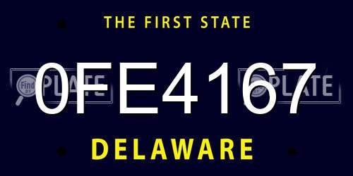 0FE4167 Delaware License Plate