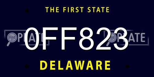 0FF823 Delaware License Plate