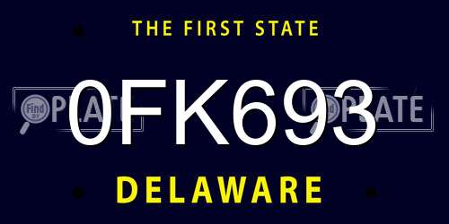 0FK693 Delaware License Plate