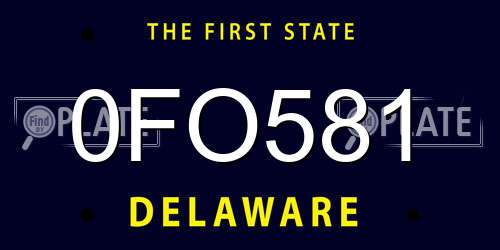 0FO581 Delaware License Plate