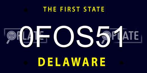 0FOS51 Delaware License Plate