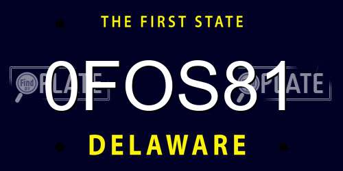 0FOS81 Delaware License Plate