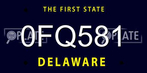 0FQ581 Delaware License Plate