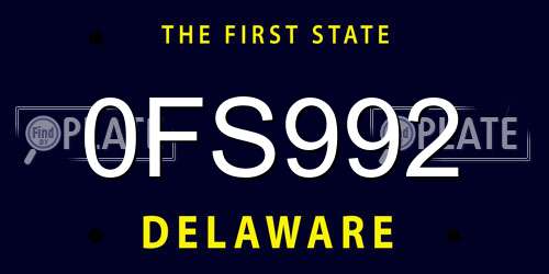 0FS992 Delaware License Plate