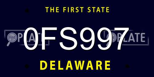 0FS997 Delaware License Plate