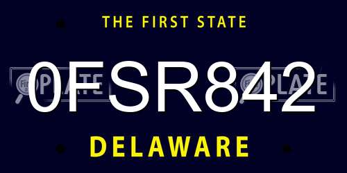 0FSR842 Delaware License Plate