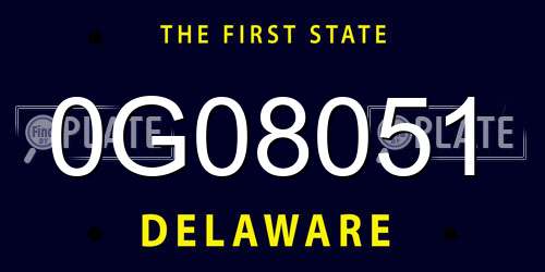 0G08051 Delaware License Plate
