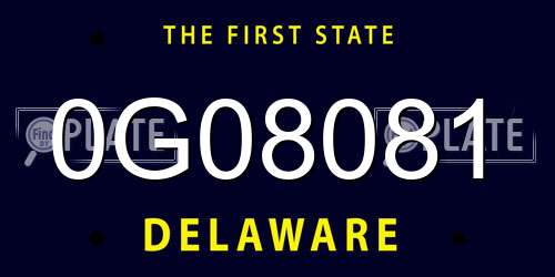 0G08081 Delaware License Plate