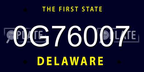 0G76007 Delaware License Plate