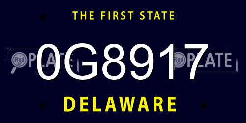 0G8917 Delaware License Plate