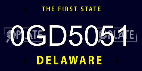 0GD5051 Delaware License Plate