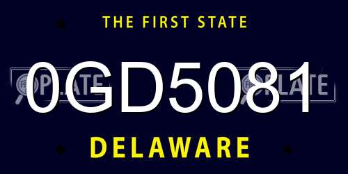 0GD5081 Delaware License Plate