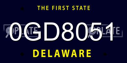 0GD8051 Delaware License Plate
