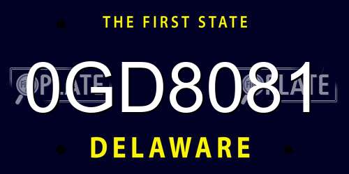 0GD8081 Delaware License Plate