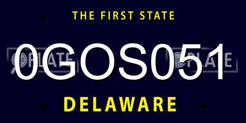 0GOS051 Delaware License Plate