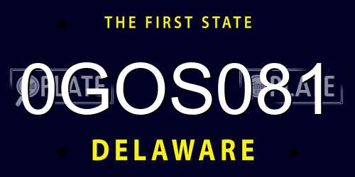 0GOS081 Delaware License Plate
