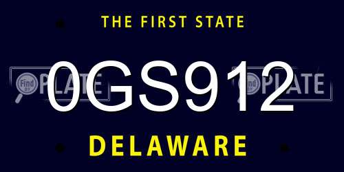 0GS912 Delaware License Plate
