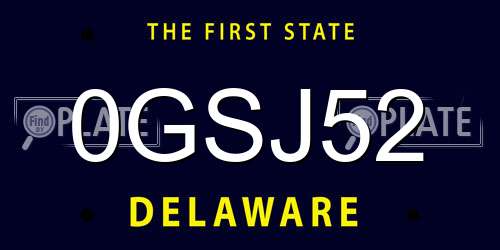 0GSJ52 Delaware License Plate