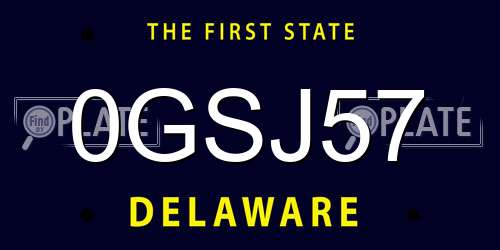 0GSJ57 Delaware License Plate