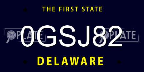 0GSJ82 Delaware License Plate