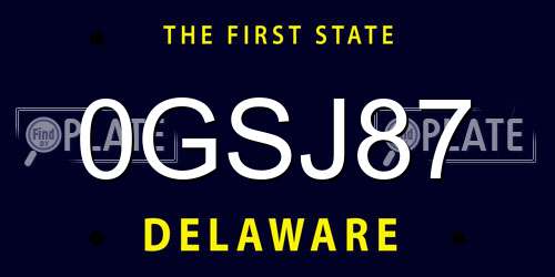 0GSJ87 Delaware License Plate