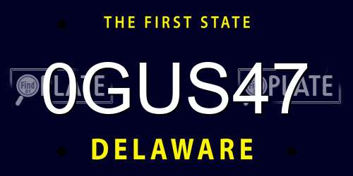 0GUS47 Delaware License Plate