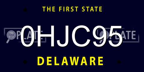 0HJC95 Delaware License Plate