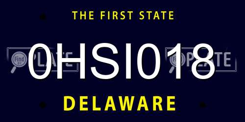0HSI018 Delaware License Plate