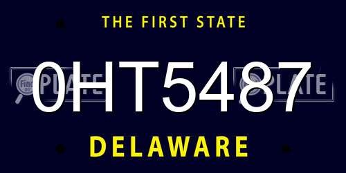 0HT5487 Delaware License Plate