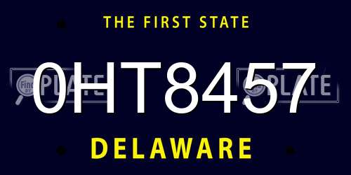 0HT8457 Delaware License Plate