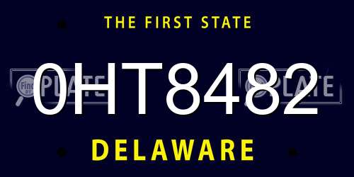 0HT8482 Delaware License Plate