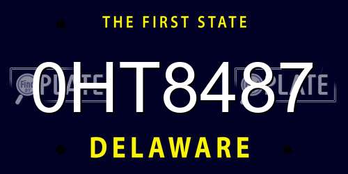 0HT8487 Delaware License Plate