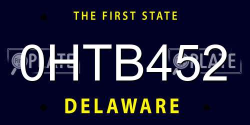 0HTB452 Delaware License Plate