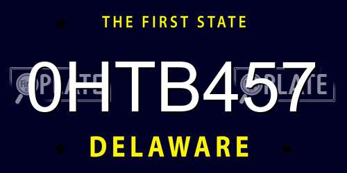 0HTB457 Delaware License Plate