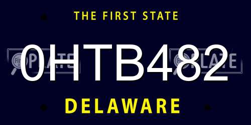 0HTB482 Delaware License Plate